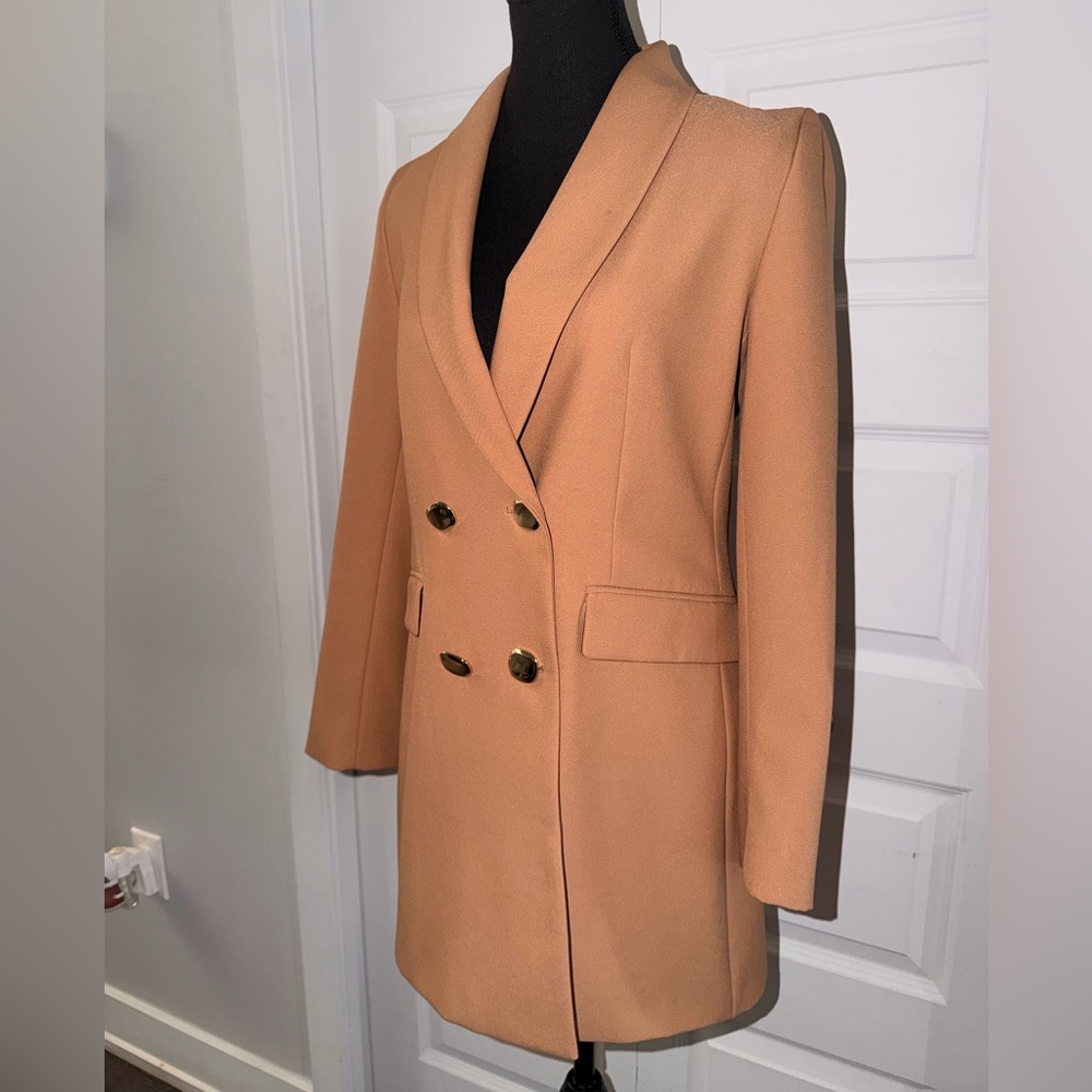 ZARA Camel Double-Breasted Blazer Coat
